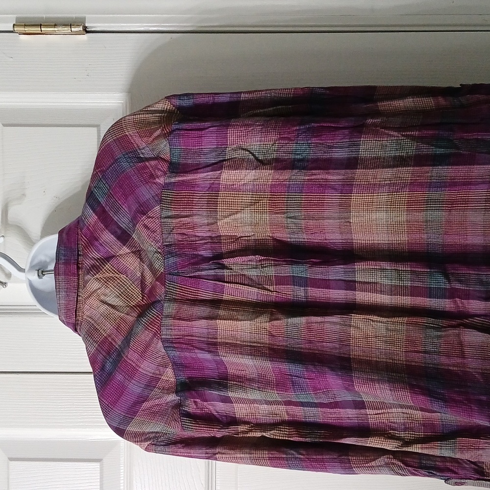 Style & Co purple blue tan electric Plaid Button-Up Shirt Sz XL NWT super soft - Picture 7 of 9